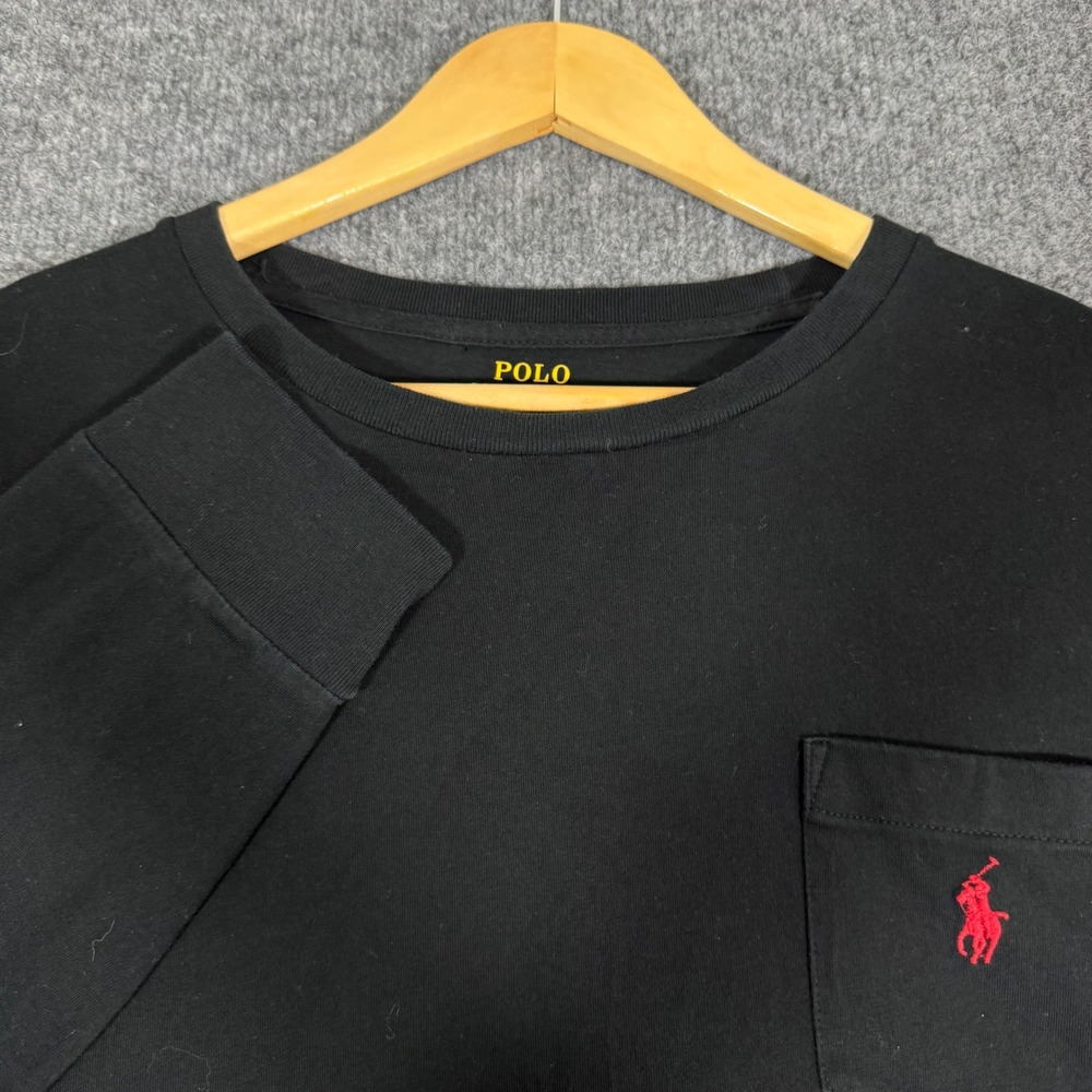 Polo Ralph Lauren Long Sleeve Pocket Tee Mens XL Black 100% Cotton Excellent EUC